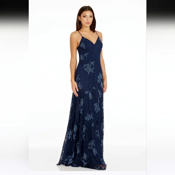 $428 Dress The Population Women Tess Slip Gown Medium Glam Party Old Money - Picture 2 of 16